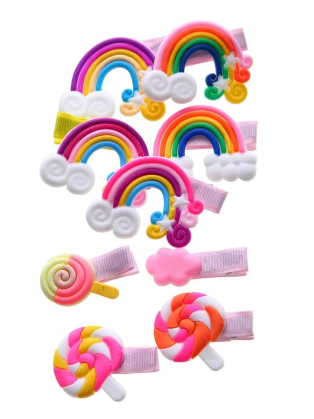 56PCS Toddler Hair Accessories Set: Colorful Rainbow Barrettes, Pins, Candy Frui